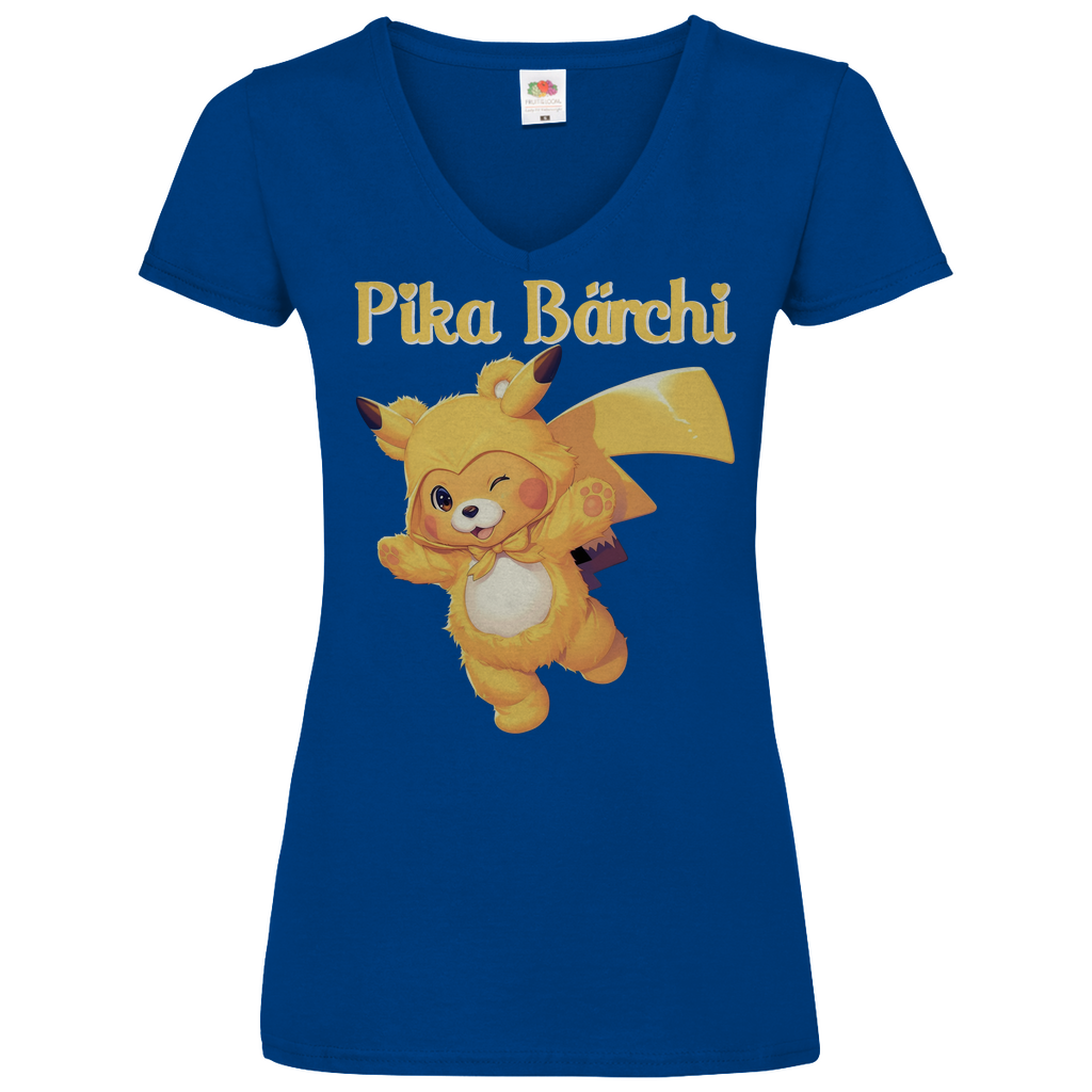 Pika Bärchi - Glücksbärchi - V-Neck Damenshirt Royal Blue XL