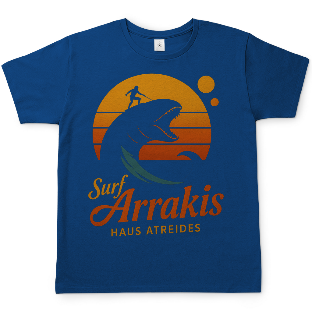 Surf Arrakis Sandwurm Retro Vintage Dune Haus Atreides - Herren T-Shirt Royal Blue