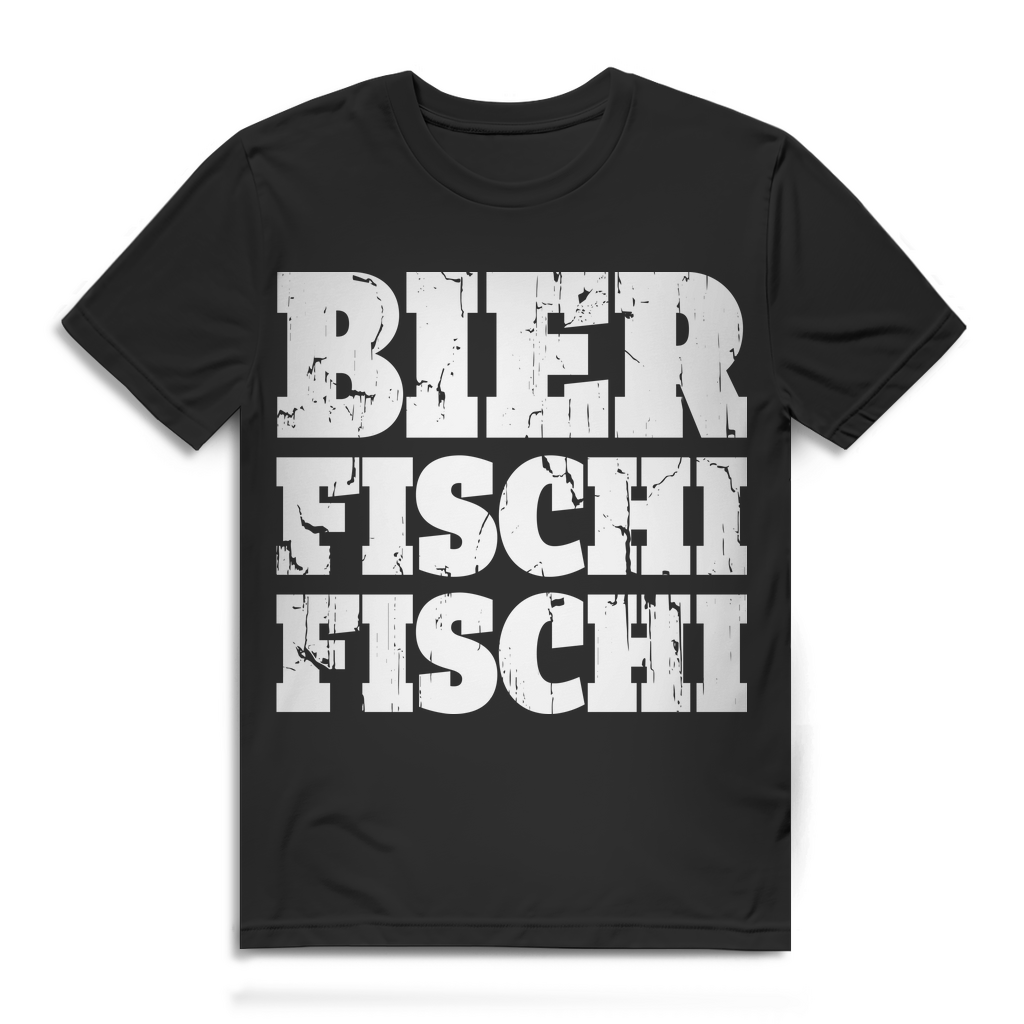 Herren T-Shirt Bier Fischi Fischi Angler Shirt Bio Baumwolle Black