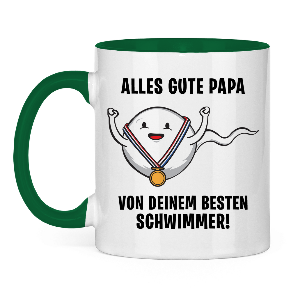 Alles gute Papa von deinem besten Schwimmer! - Tasse zweifarbig Green