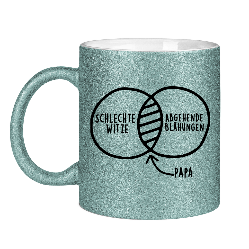 Papa schlechte Witze abgehende Blähungen - Glitzertasse Light Blue Glitter One size