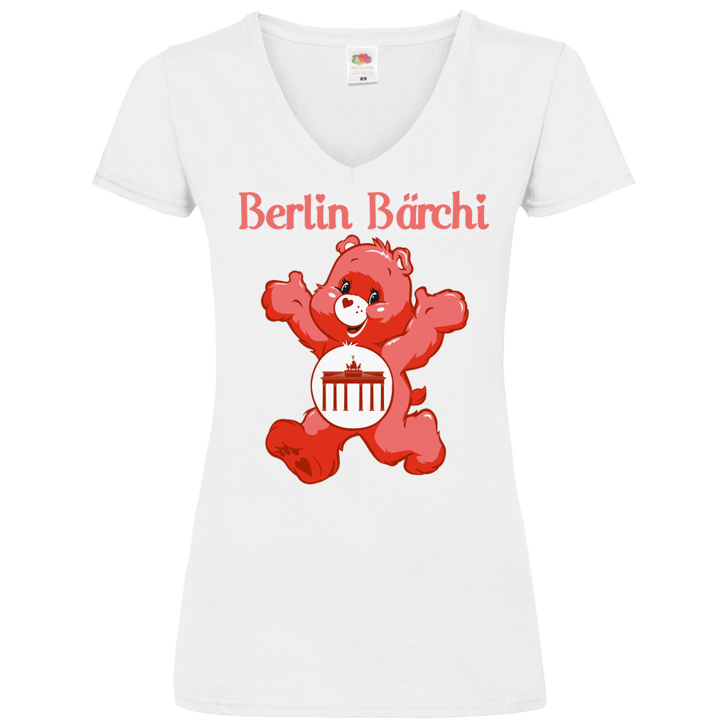 Berlin Bärchi - Glücksbärchi - V-Neck Damenshirt White