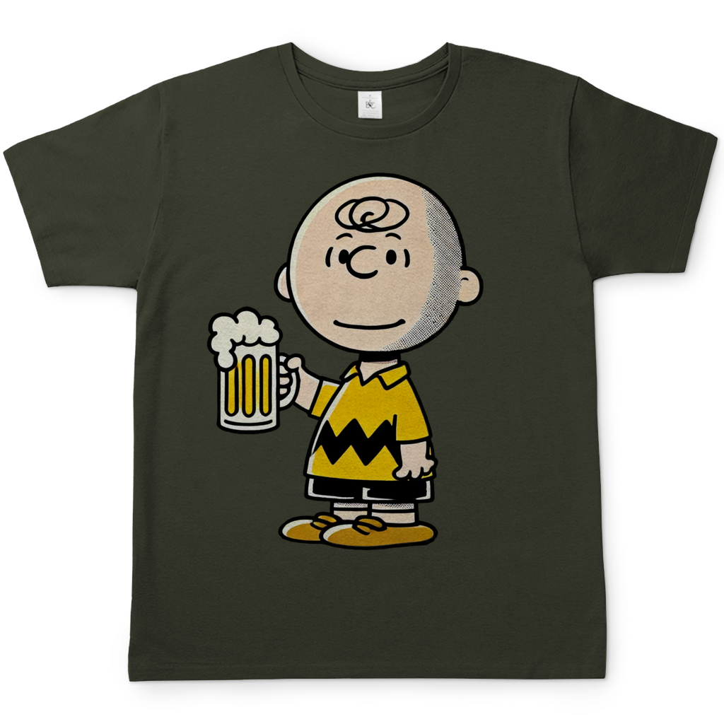 Charly Brown mit Bier - Die Peanuts - Herren Shirt Urban Khaki