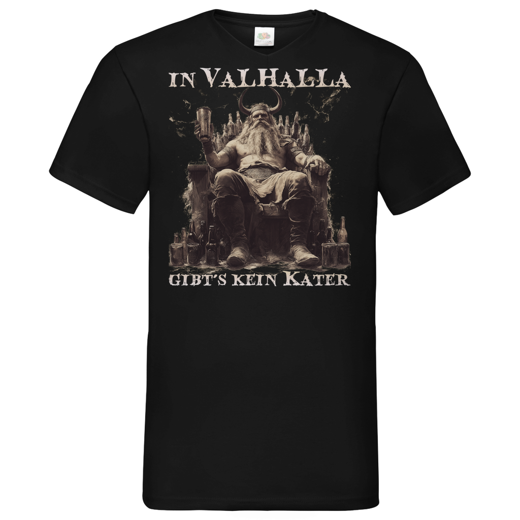 In Valhalla gibt´s kein Kater - Herren V-Neck Shirt Black