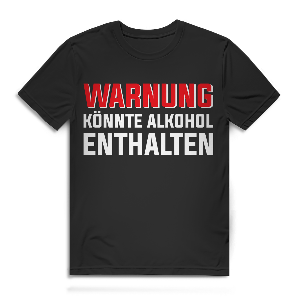 Warnung Könnte Alkohol enthalten Shirt Männer – Lustiger Trink Spruch für Partys Black