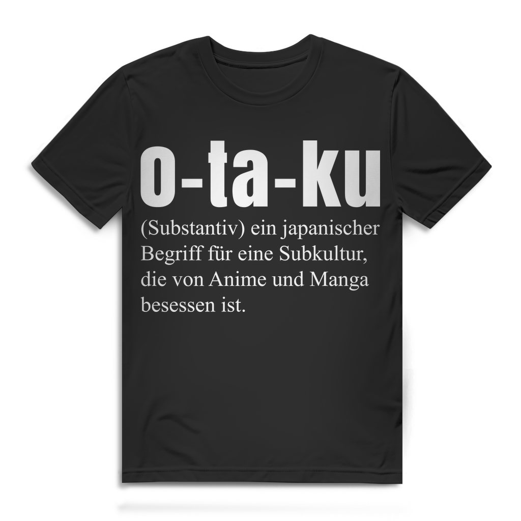 Herren T-Shirt Otaku Definition Anime Manga Subkultur Bio Baumwolle Black