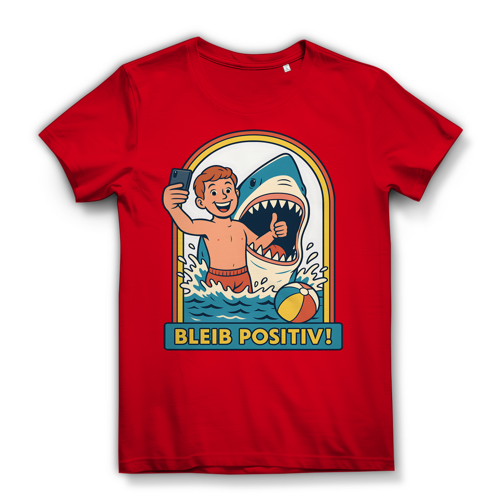 Bleib Positiv Hai Selfie Retro - Damen Premium Bio T-Shirt Red