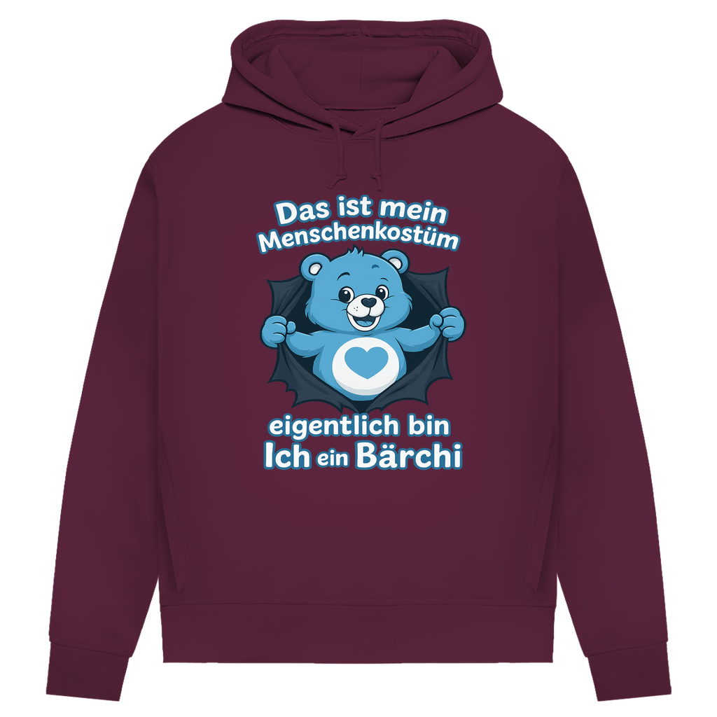 Damen Premium Bio Hoodie Menschenkostüm eigentlich bin ich ein Bärchi Burgundy