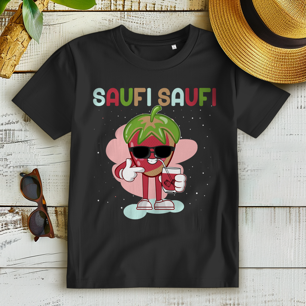 Saufi Saufi Damen T-Shirt Erdbeere Funshirt Party Cocktail Festival Alkohol