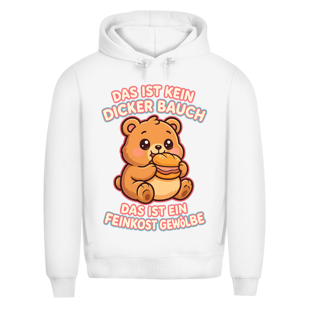 Herren Premium Bio Hoodie Das Ist Kein Dicker Bauch Das Ist Ein Feinkost Gewölbe Teddybär White