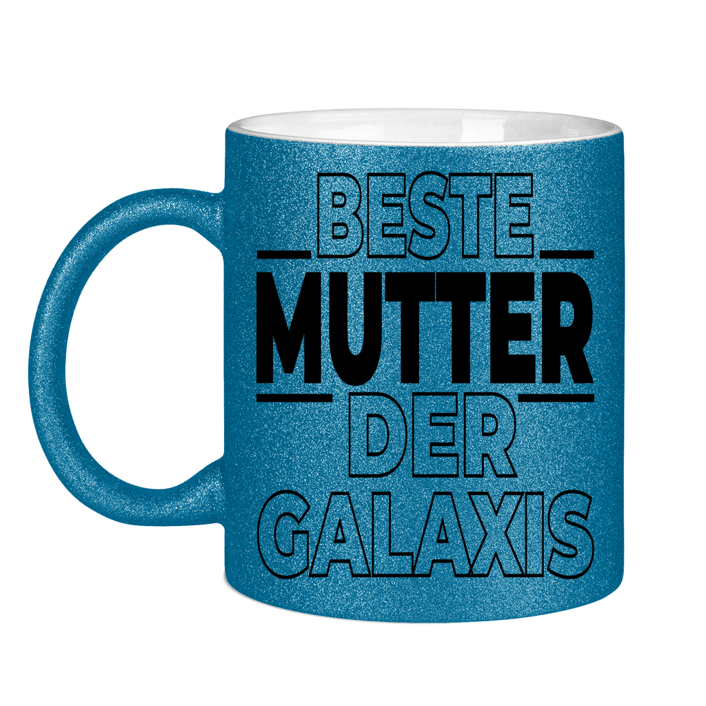 Beste Mutter der Galaxis - Glitzertasse Blue Glitter One size