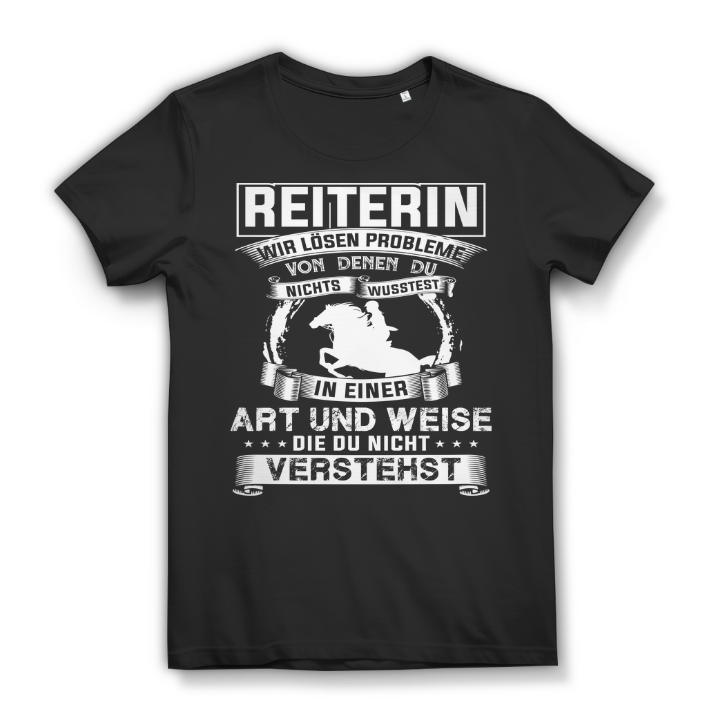Reiterin Shirt Damen – Lustiges Pferde T-Shirt mit Spruch für Frauen im Reitsport Black
