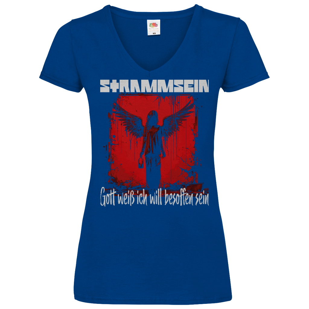 Strammsein Gott weiß ich will besoffen sein - V-Neck Damenshirt Royal Blue