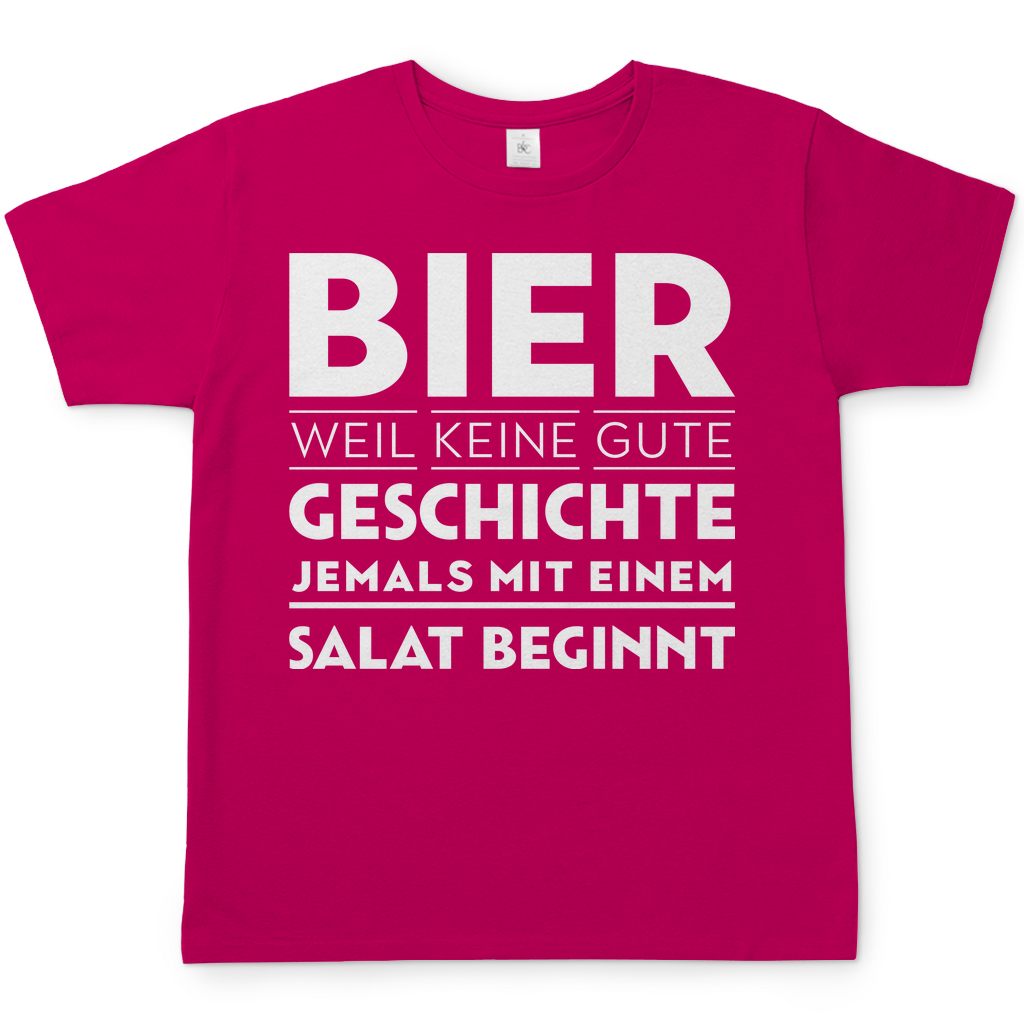 Bier weil keine gute Geschichte jemals mit einem Salat beginnt - Herren Shirt