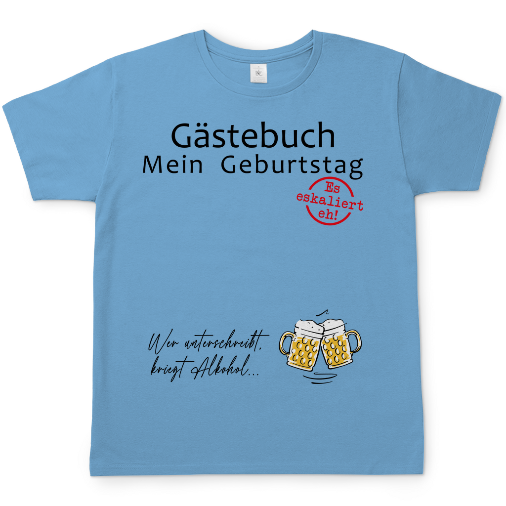 Gästebuch mein Geburtstag Geburtstagsgeschenk - Herren Shirt Sky Blue
