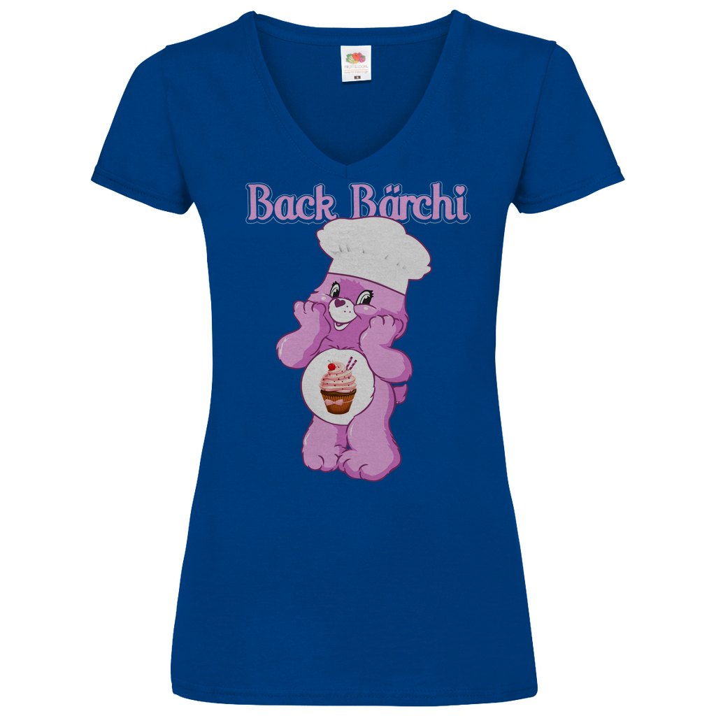 Back Bärchi - Glücksbärchi - V-Neck Damenshirt Royal Blue