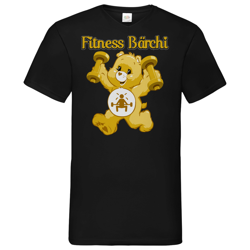 Fitness Bärchi - Glücksbärchi - Herren V-Neck Shirt Black