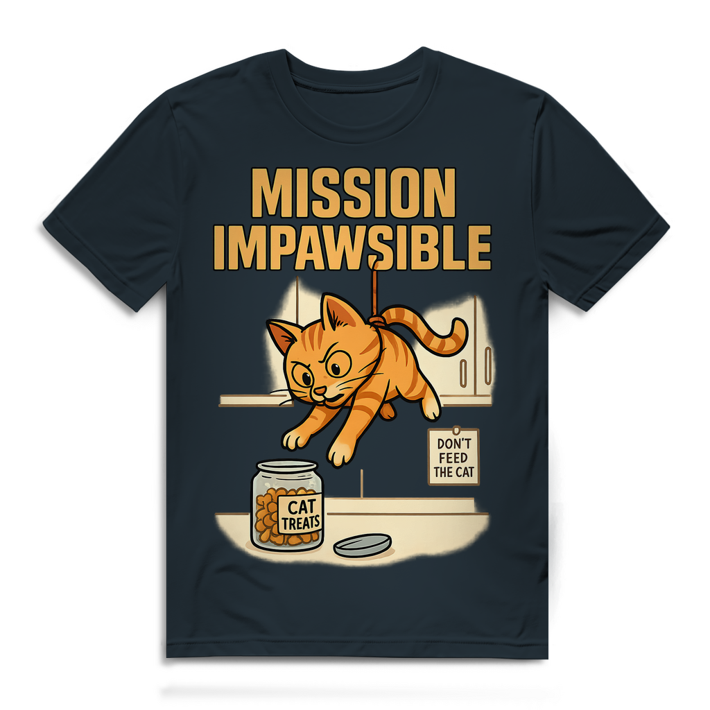 Mission Impawsible Katze - Herren Premium Bio T-Shirt Dark Grey Solid