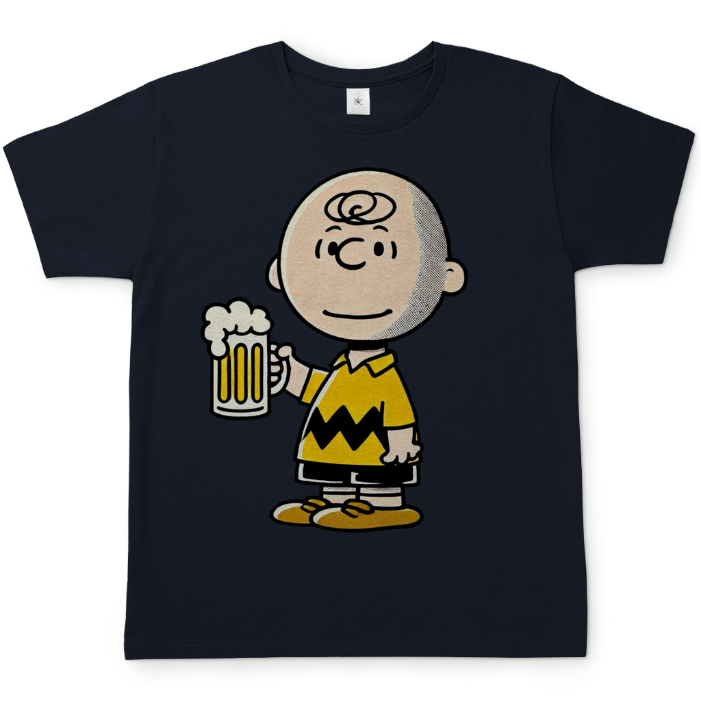 Charly Brown mit Bier - Die Peanuts - Herren Shirt Navy