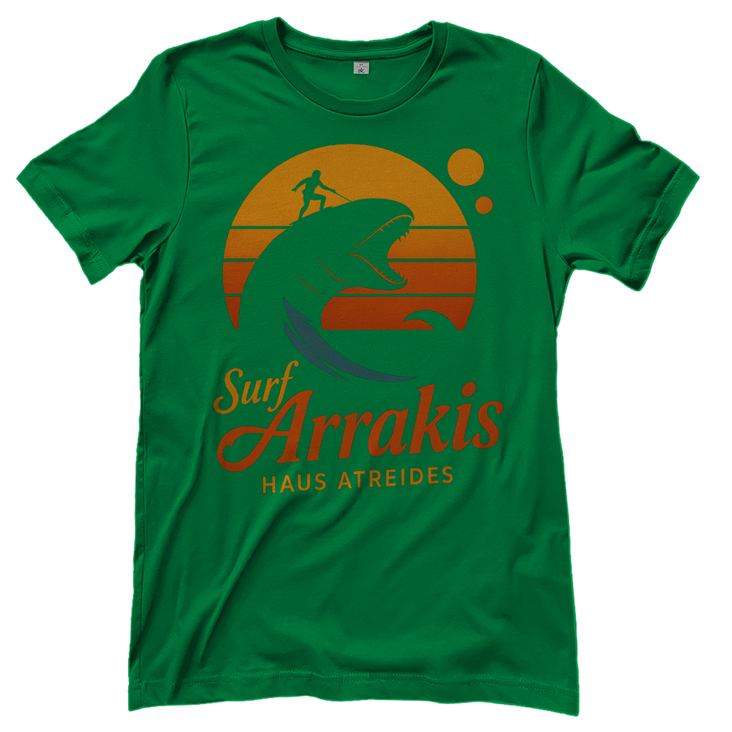 Surf Arrakis Sandwurm Retro Vintage Dune Haus Atreides - Damen T-Shirt Kelly Green