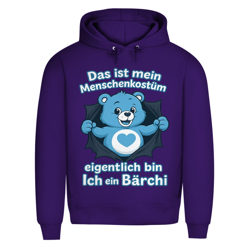 Herren Premium Bio Hoodie Menschenkostüm eigentlich bin ich ein Bärchi Radiant Purple