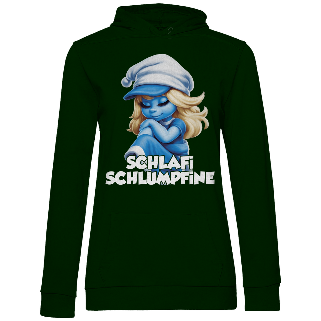 Schlafi Schlumpfine Grafik - Damen Hoodie Forest Green