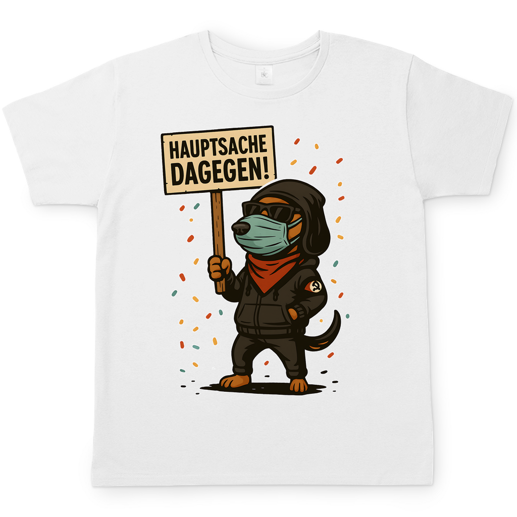 Hauptsache Dagegen Protest Dackel Hunde - Herren T-Shirt