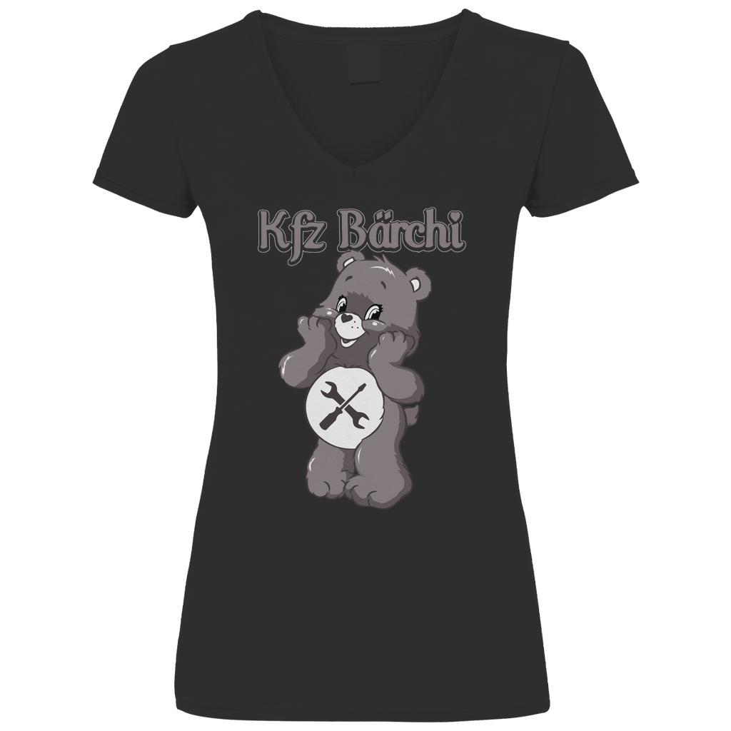 KFZ Bärchi - Glücksbärchi - V-Neck Damenshirt Black