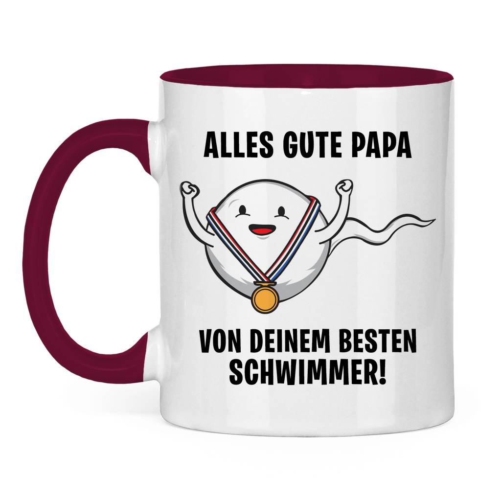 Alles gute Papa von deinem besten Schwimmer! - Tasse zweifarbig Burgundy