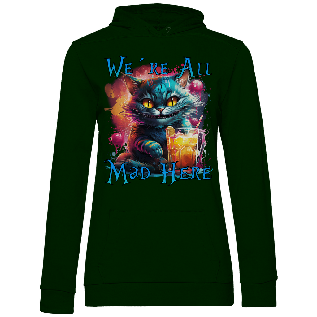 We´re All Mad Here Grinsekatze - Damen Hoodie Forest Green