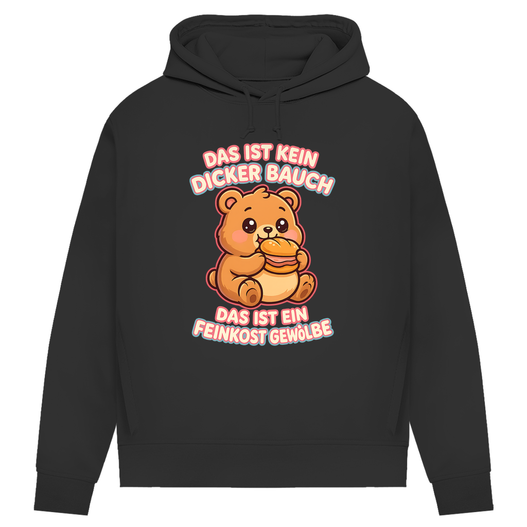 Damen Premium Bio Hoodie Das Ist Kein Dicker Bauch Das Ist Ein Feinkost Gewölbe Teddybär Black Pure