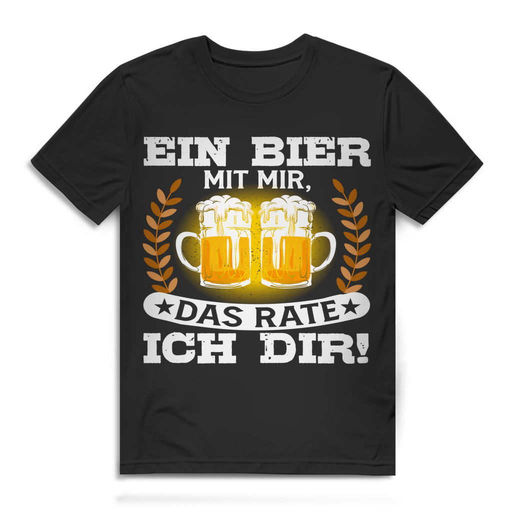 Bio Herren Premium Fun Shirt Ein Bier mit mir das rate ich dir Bierspruch Black