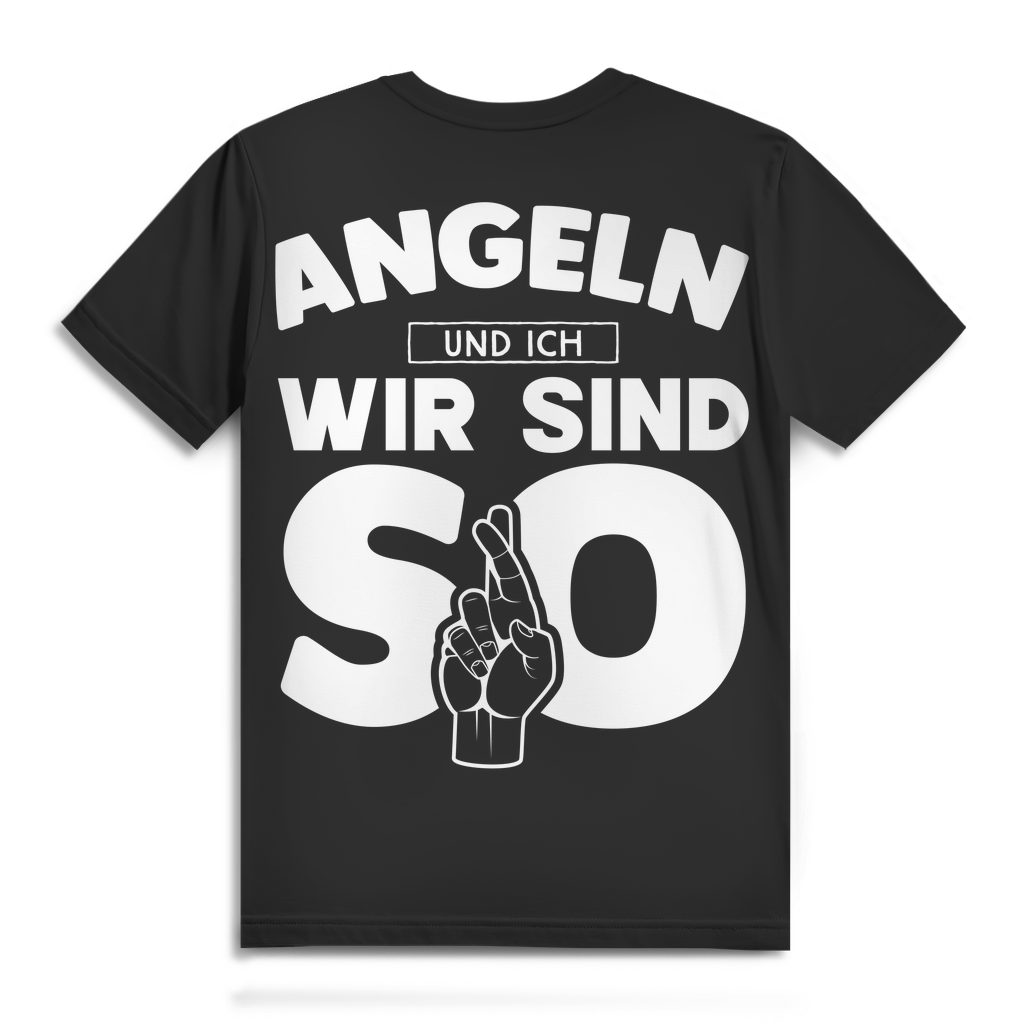 Herren T-Shirt Angeln und ich wir sind so Angel Shirt Bio Baumwolle Black