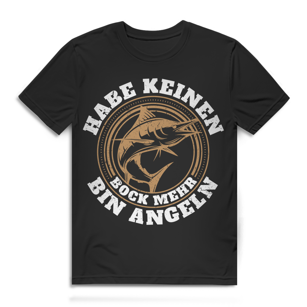 Herren T-Shirt Habe keinen Bock mehr bin Angeln Angler Bio Baumwolle Black