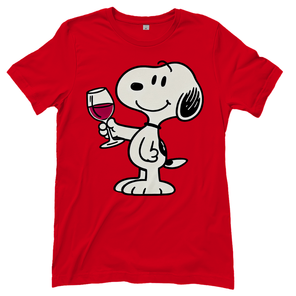 Snoopy mit Wein - Die Peanuts - Damenshirt Red
