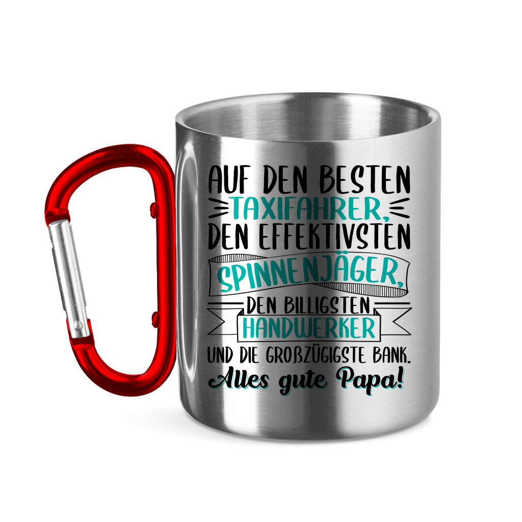 Auf den besten. Alles gute Papa! - Edelstahltasse mit Karabinergriff