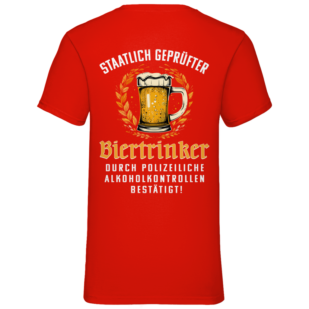 Staatlich geprüfter Biertrinker - Herren V-Neck Shirt Red