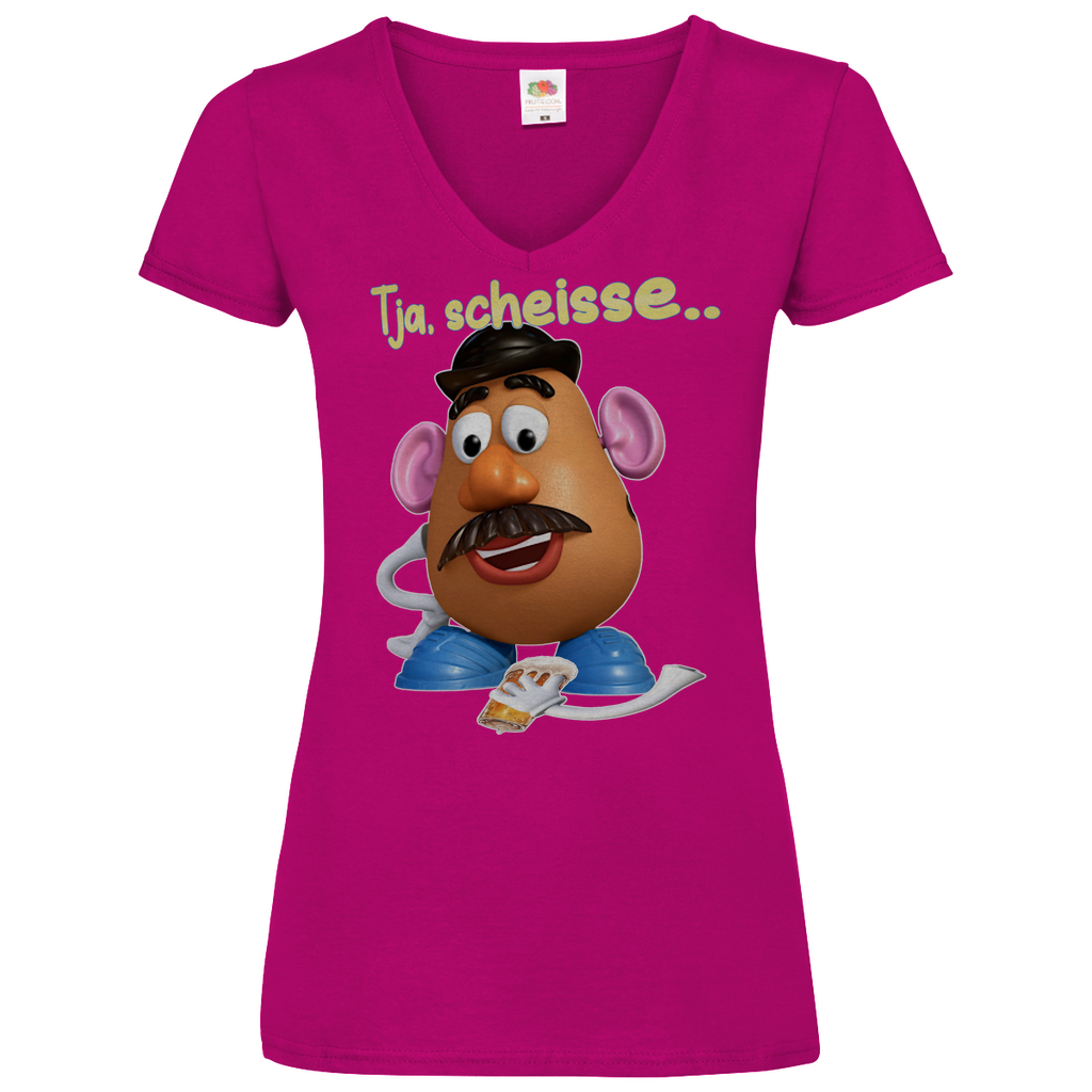 Tja, scheisse - Charlie Naseweis Toy Story - V-Neck Damenshirt Fuchsia