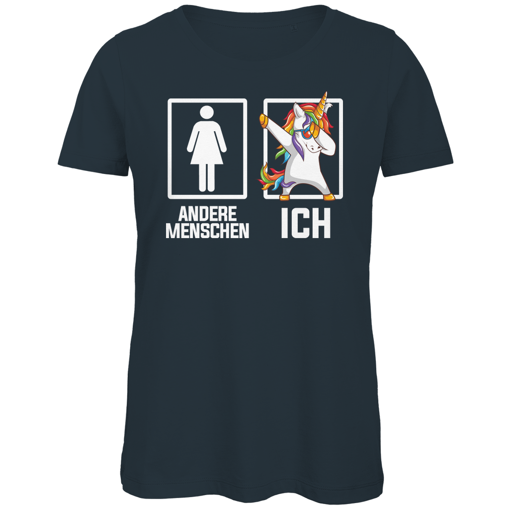 Andere Menschen Ich Einhorn - Damen Premium Bio T-Shirt Dark Grey