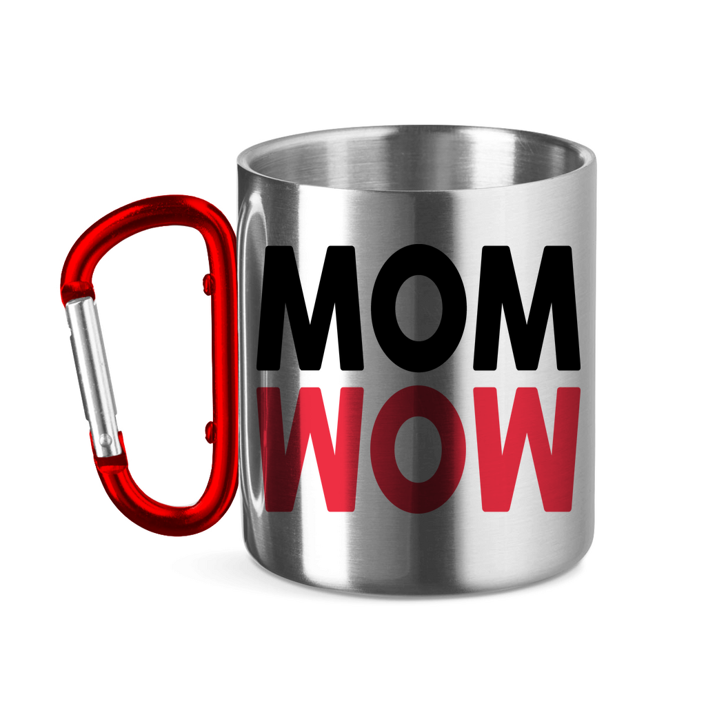 MOM WOW - Edelstahltasse mit Karabinergriff Red 320 ml