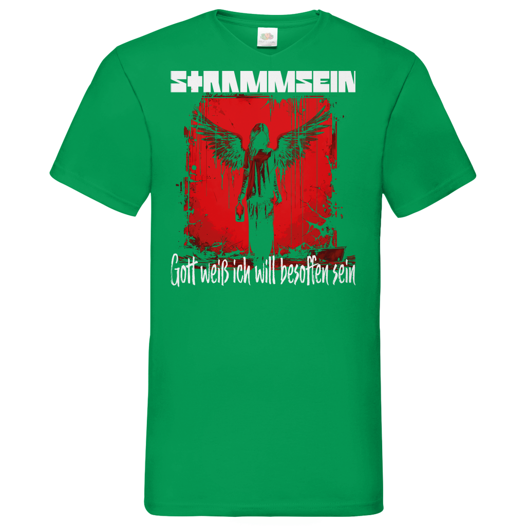 Strammsein Gott weiß ich will besoffen sein - Herren V-Neck Shirt Kelly Green