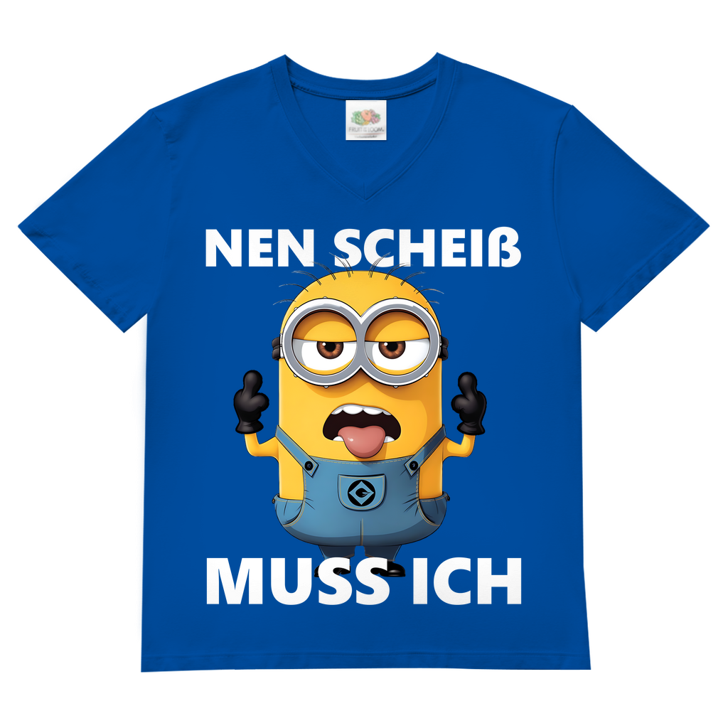 Herren V-Neck T-Shirt Nen Scheiß Muss Ich Minion