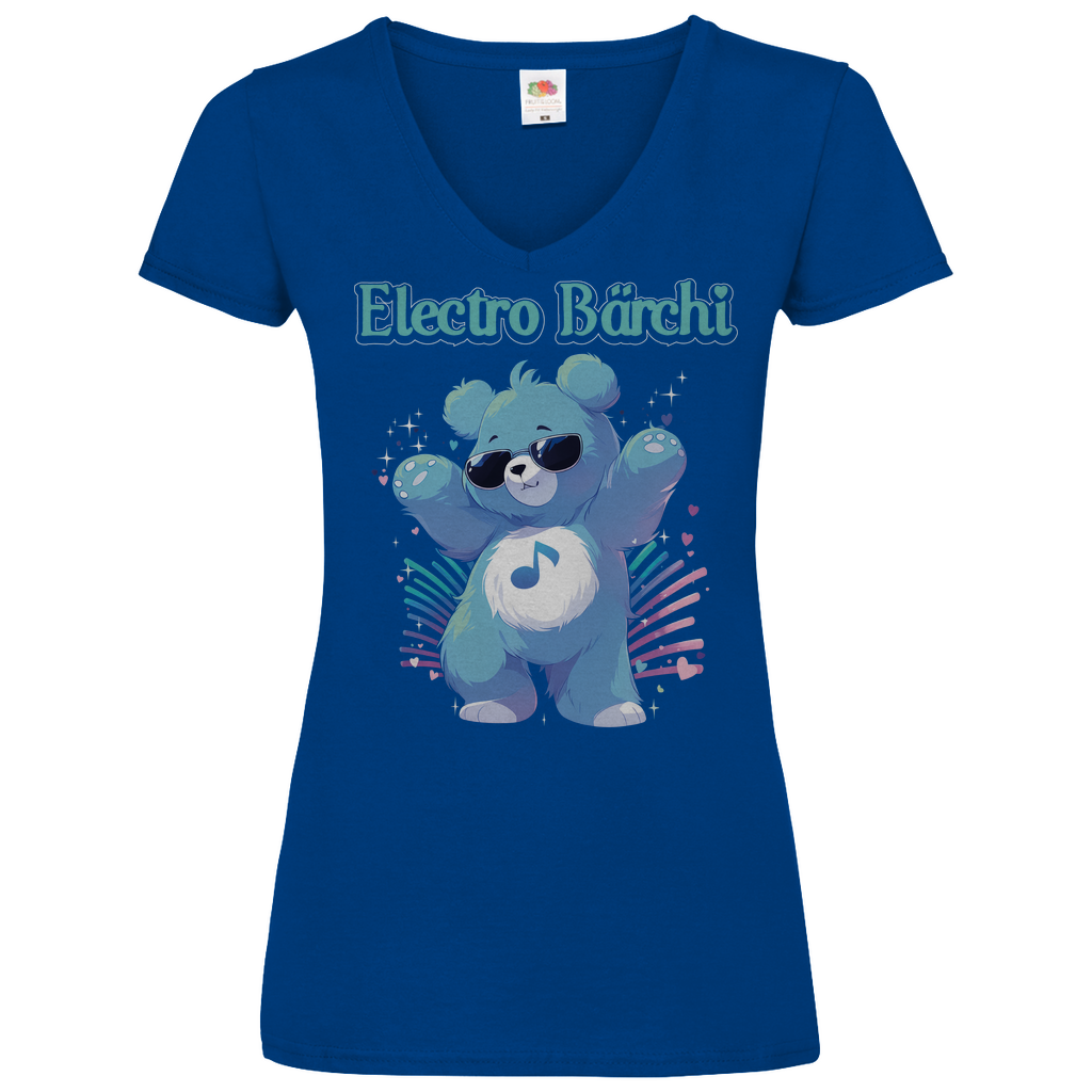Electro Bärchi - Glücksbärchi - V-Neck Damenshirt Royal Blue