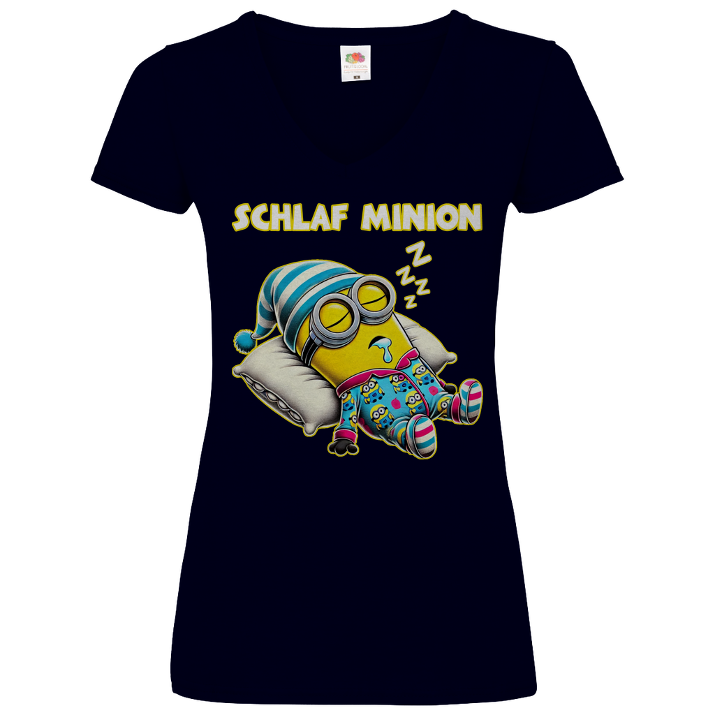 Schlaf Minion - V-Neck Damenshirt
