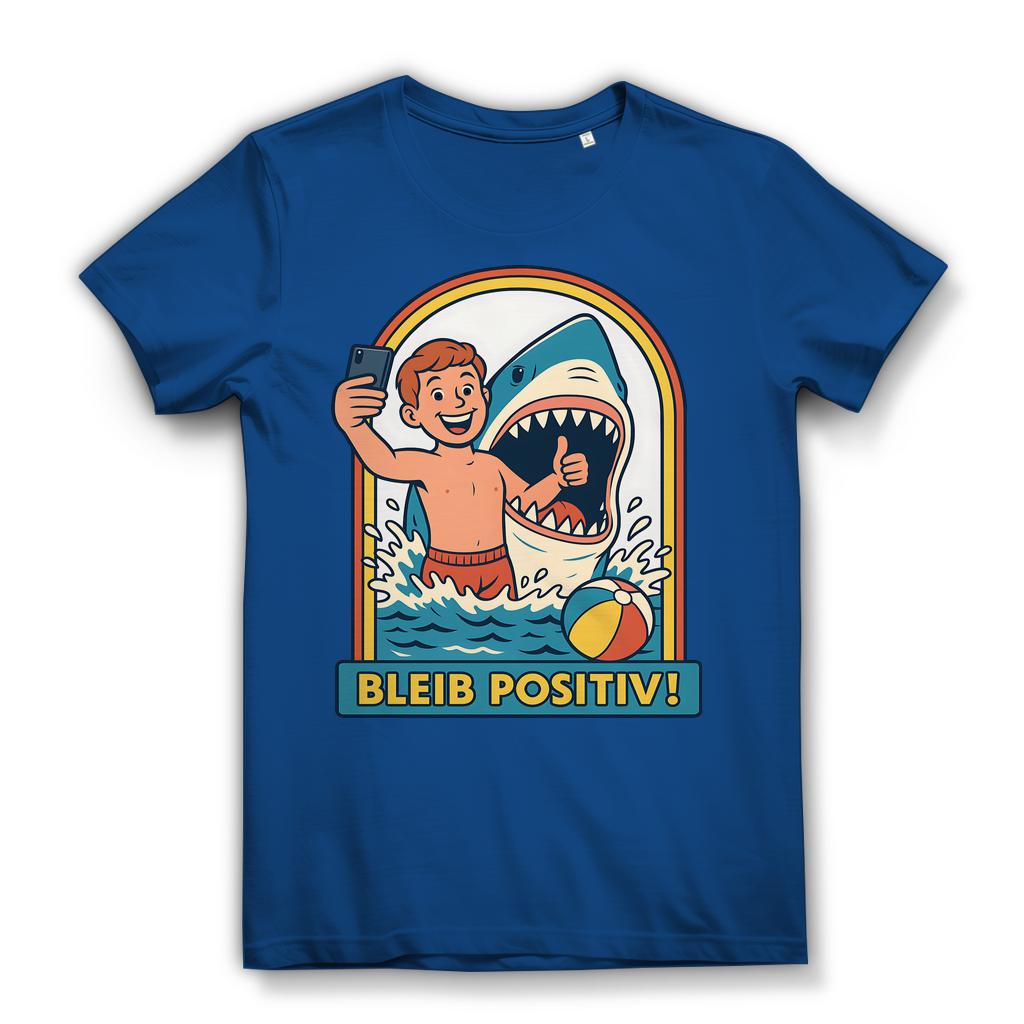 Bleib Positiv Hai Selfie Retro - Damen Premium Bio T-Shirt Royal Blue