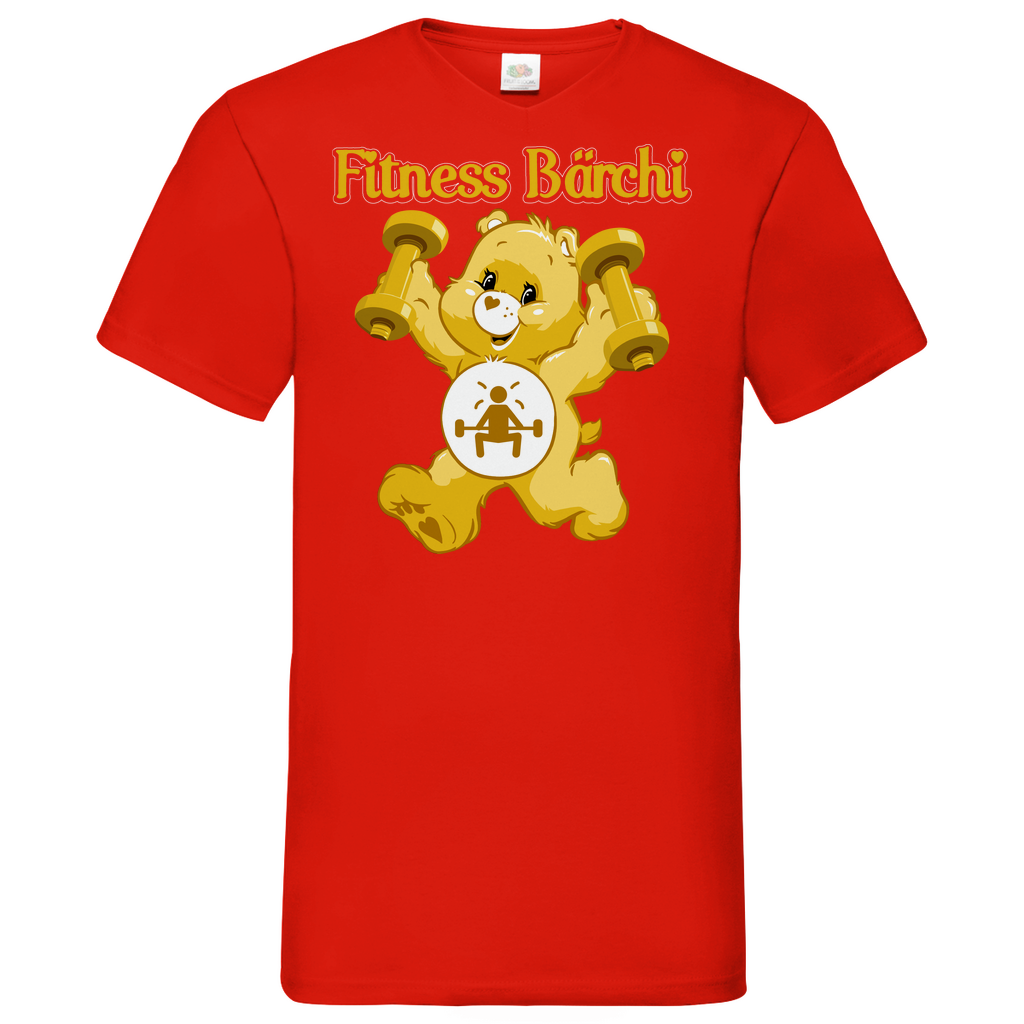 Fitness Bärchi - Glücksbärchi - Herren V-Neck Shirt Red