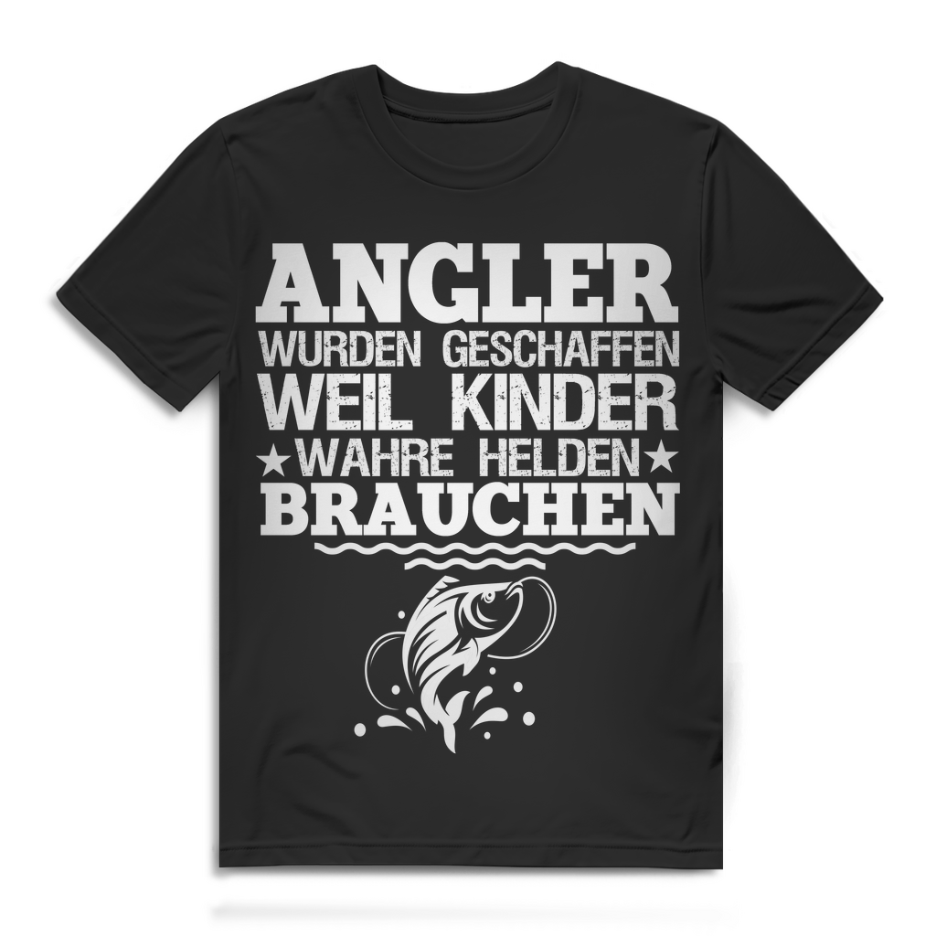 Herren T-Shirt Angler wurden geschaffen weil Kinder wahre Helden brauchen Black