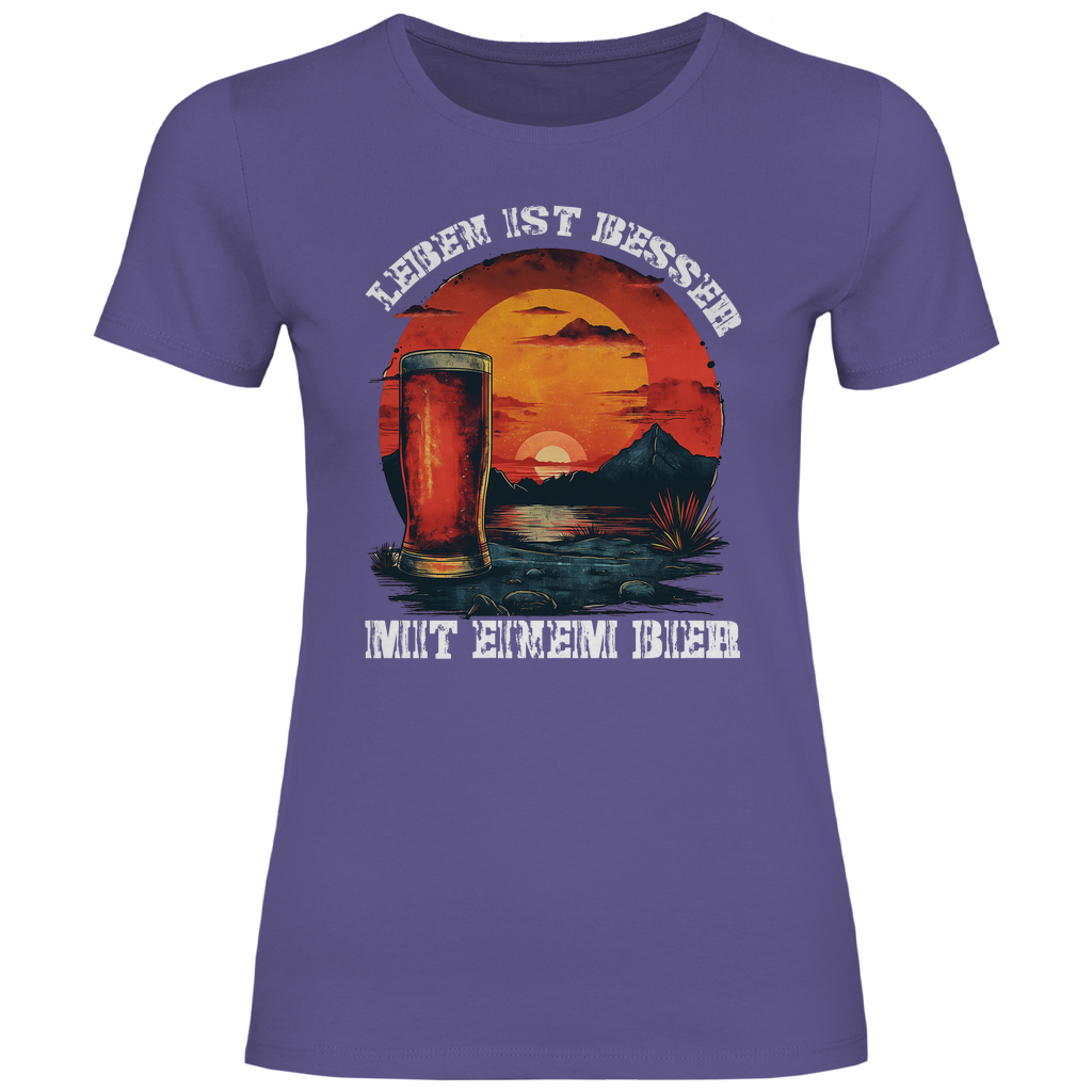Leben ist besser mit einem Bier - Damenshirt Millennial Lilac