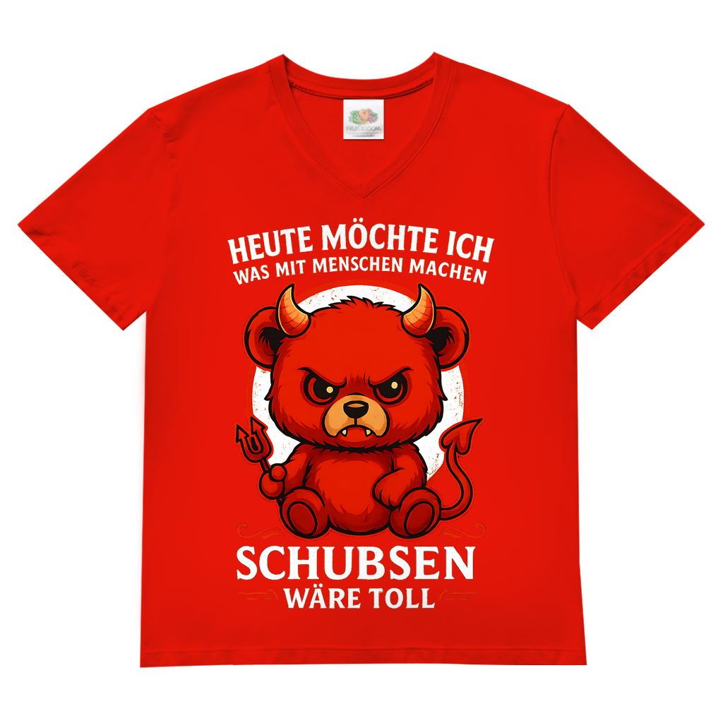 Heute möchte ich was mit Menschen machen Schubsen wäre toll Herren V-Neck T-Shirt Red