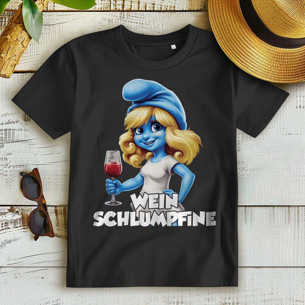 Wein Schlumpfine Schlumpf - Damen Premium Bio T-Shirt Black
